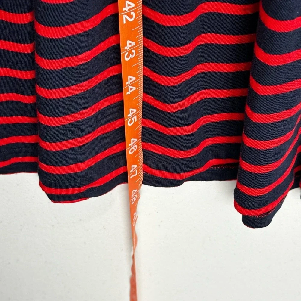 Boden Emma Red Blue Striped Long Sleeve Midi Dress Size 6 US Pockets EUC
